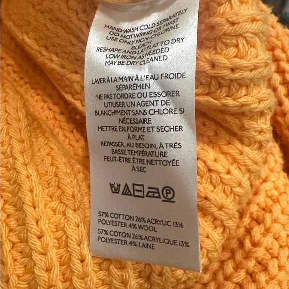 Anthropologie Maeve V-Neck Knit Sculptured Chunky Pullover Sweater XL Orange - Picture 7 of 7